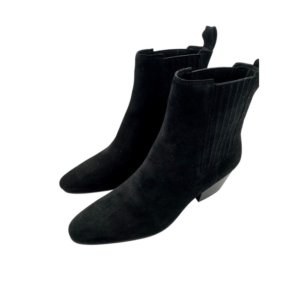 J.Crew Piper Black Suede Pointed Toe Chelsea Ankle Booties Pull On Boots 6.5 - Picture 4 of 11